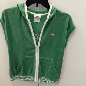 Lacoste Hooded women’s Green Sleeveless Zip-Up Hoodie size 42